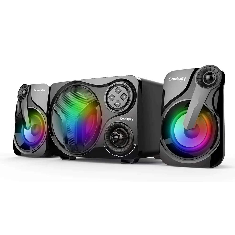 KKmoon-1 YXSM 8030 Bluetooth Speakers USB Powered 3.5mm Wired Speaker 20W Super Bass Soundbox Colorful LED Lights FM USB TF Card Slot Compatible with Smartphone PC Desktop Laptop
