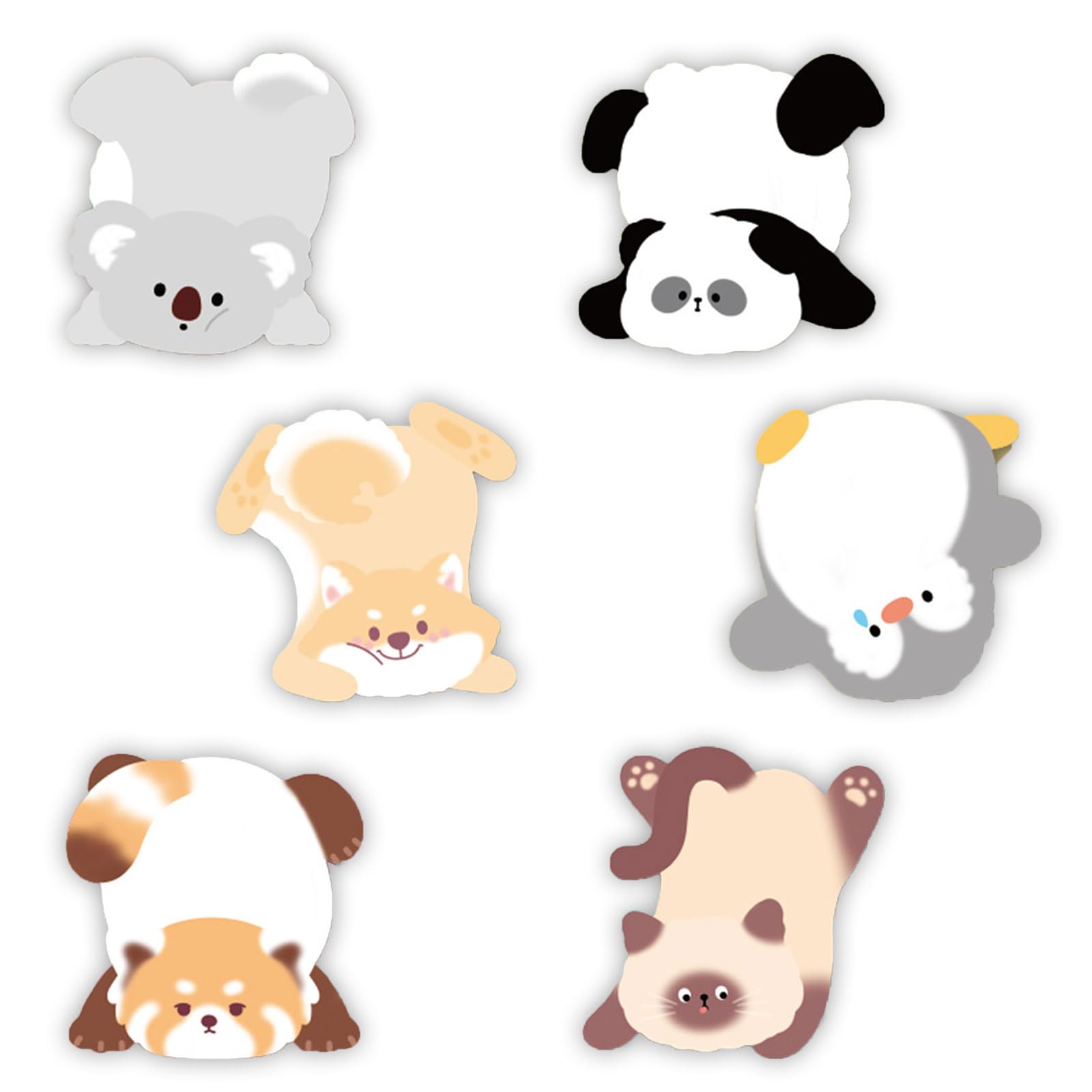 ATJOY 6 Pads Cute Animal Shaped Sticky Notes 12 Funny Cartoon Patterns Kawaii Self-Sticky Notes Funny Memo Pads for Office Home Kids Students Roommates Tab Gifts 180sheets