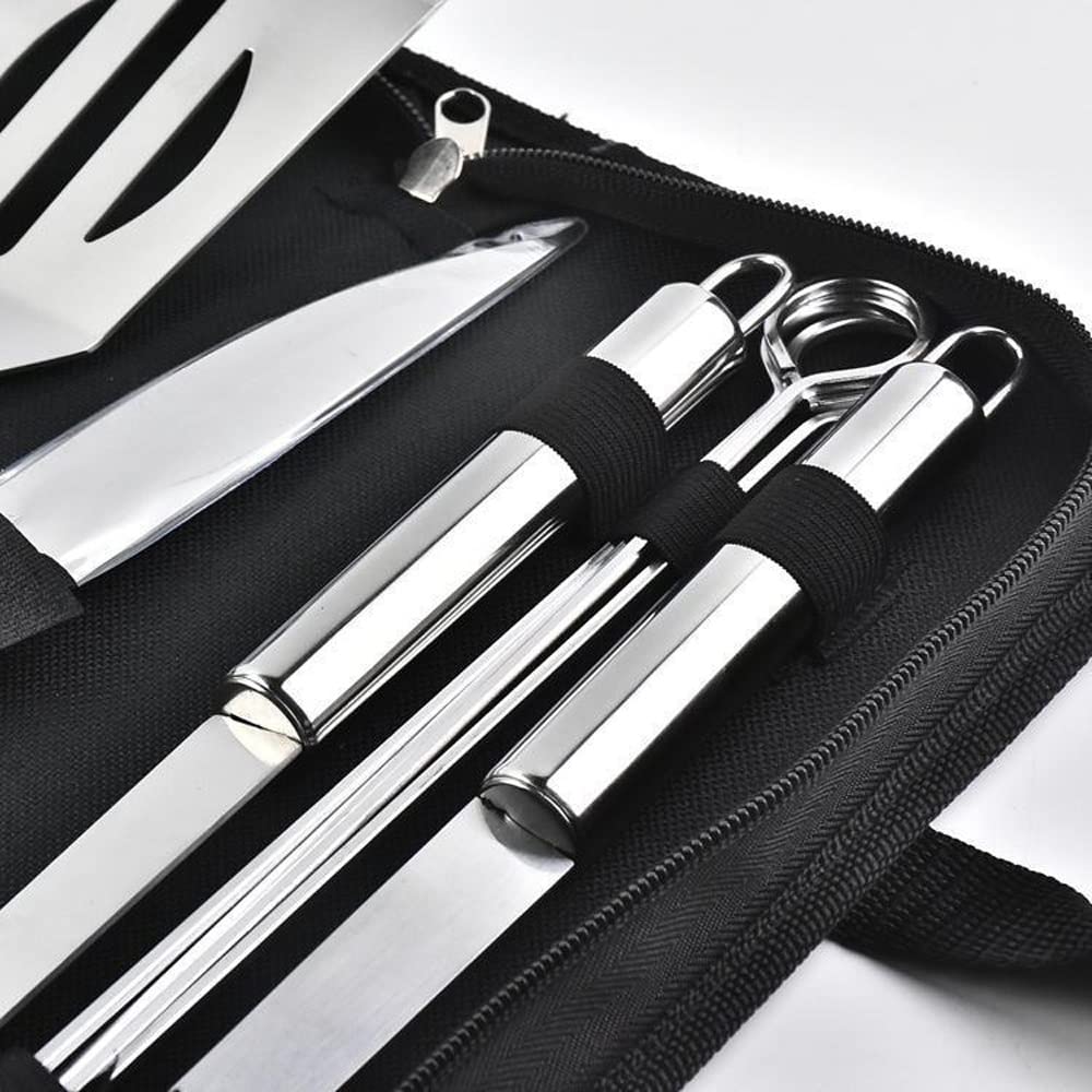 BBQ-Grill-Werkzeugset mit Koffer – 9-teiliges Grillset aus Edelstahl mit tragbarer Tasche, Grill-Werkzeugset für den Außenbereich für Camping im Hinterhof,