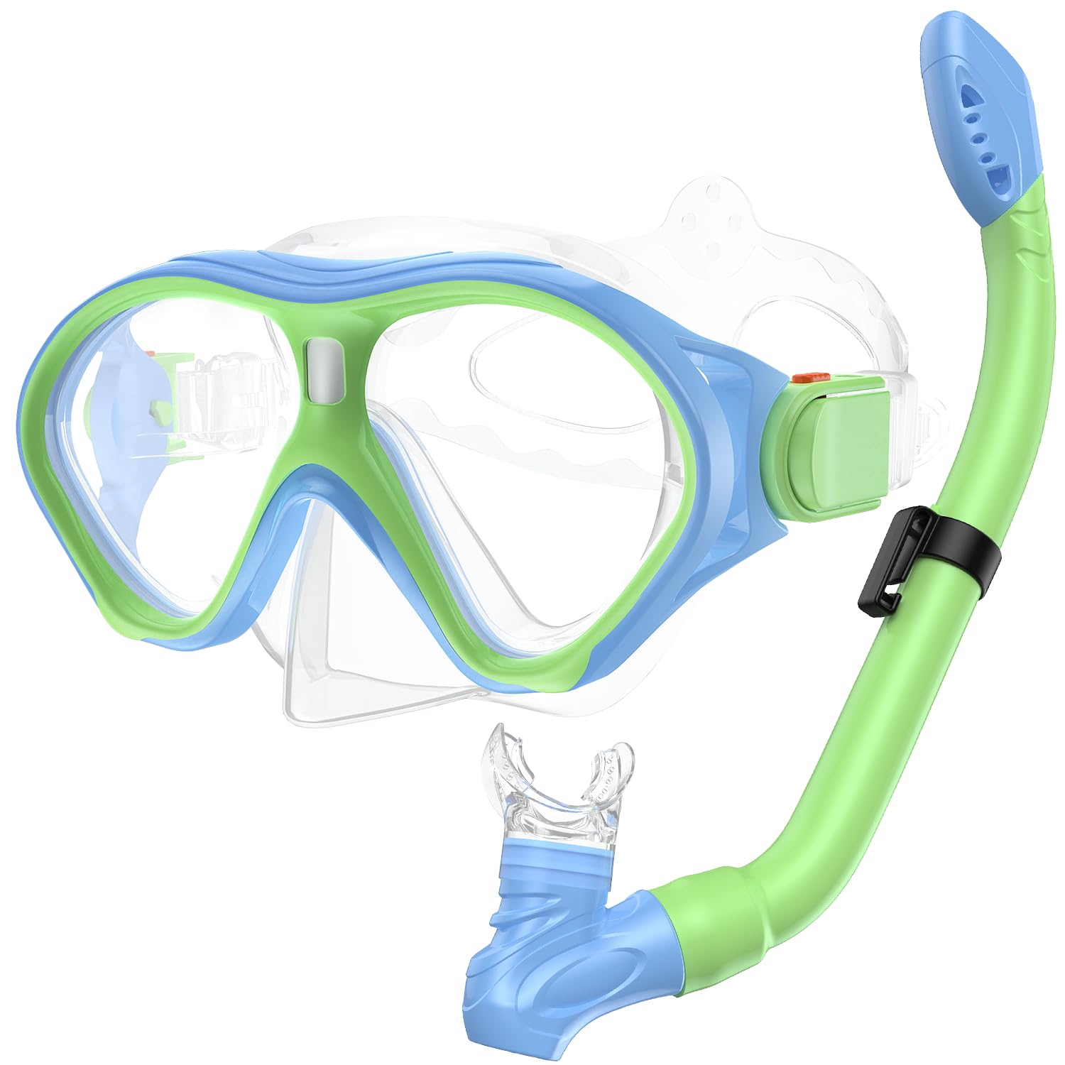 Gintenco Snorkeling Gear for Kids, Dry Top Kids Snorkel Set for Age 6-14, Anti-Fog Tempered Glass Swimming Goggles Anti Leak Diving Mask 180 Degree View for Youth Toddler Girls Boys