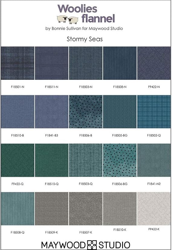 Bonnie Sullivan Woolies Flannel Stormy Seas Charm Pack 42 5-inch Squares Maywood Studio