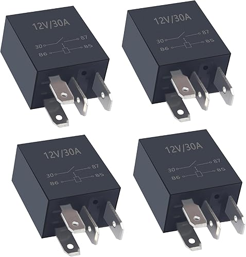 4 relés de 4 pines 30 A 12 V para automóvil, relé de arranque resistente, relé de bomba de combustible multiusos, relé automotriz universal con