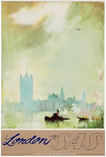Scandinavian Airlines System - SAS - London - 1950s - Vintage Travel Poster (8x12Inches-US/CANOnly)