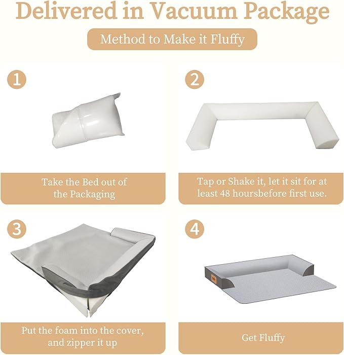 Cama para Perro Grande 35x28 Pulgadas con Soporte Ortopédico y Lavable miniatura 3