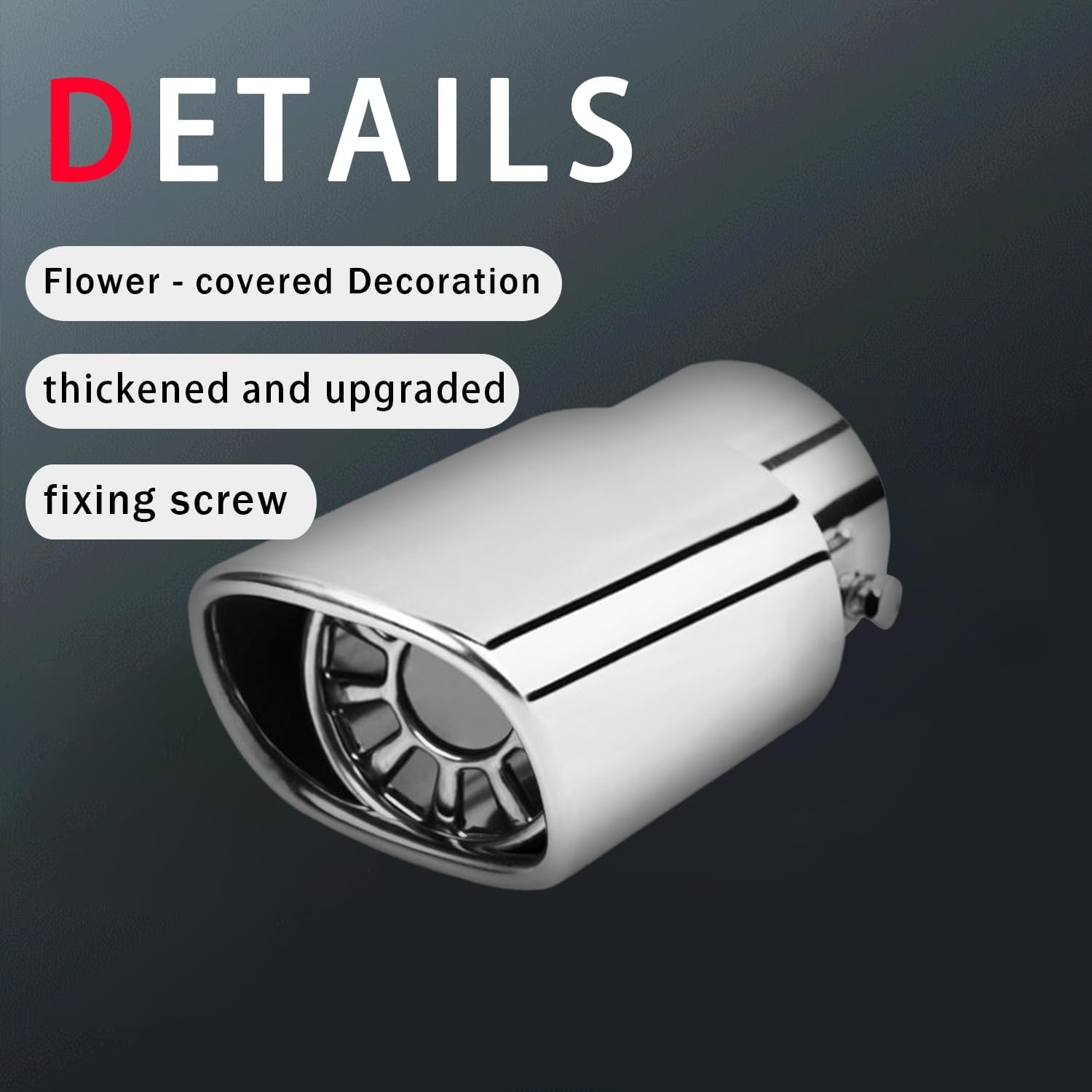 Car Exhaust Tip 2.5 inch Inlet, Universal Tail Pipe Square Exhaust Tips Modification Muffler End Tip Stainless Steel Car Exhaust Pipe Car Decoration Tailpipe (Style A)