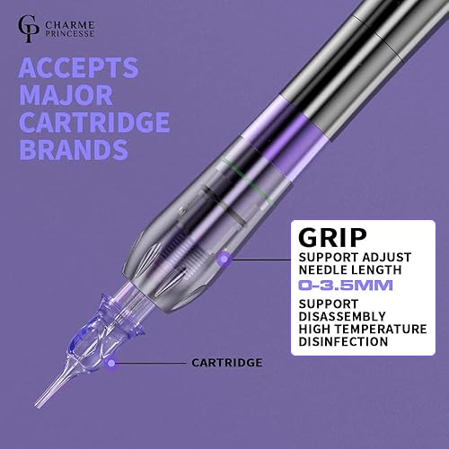 Miniatura 2 de Charme Princesse Máquina de maquillaje permanente inalámbrica, máquina de tatuaje rotativa, máquina de microsombra, bolígrafo de tatuaje con 2