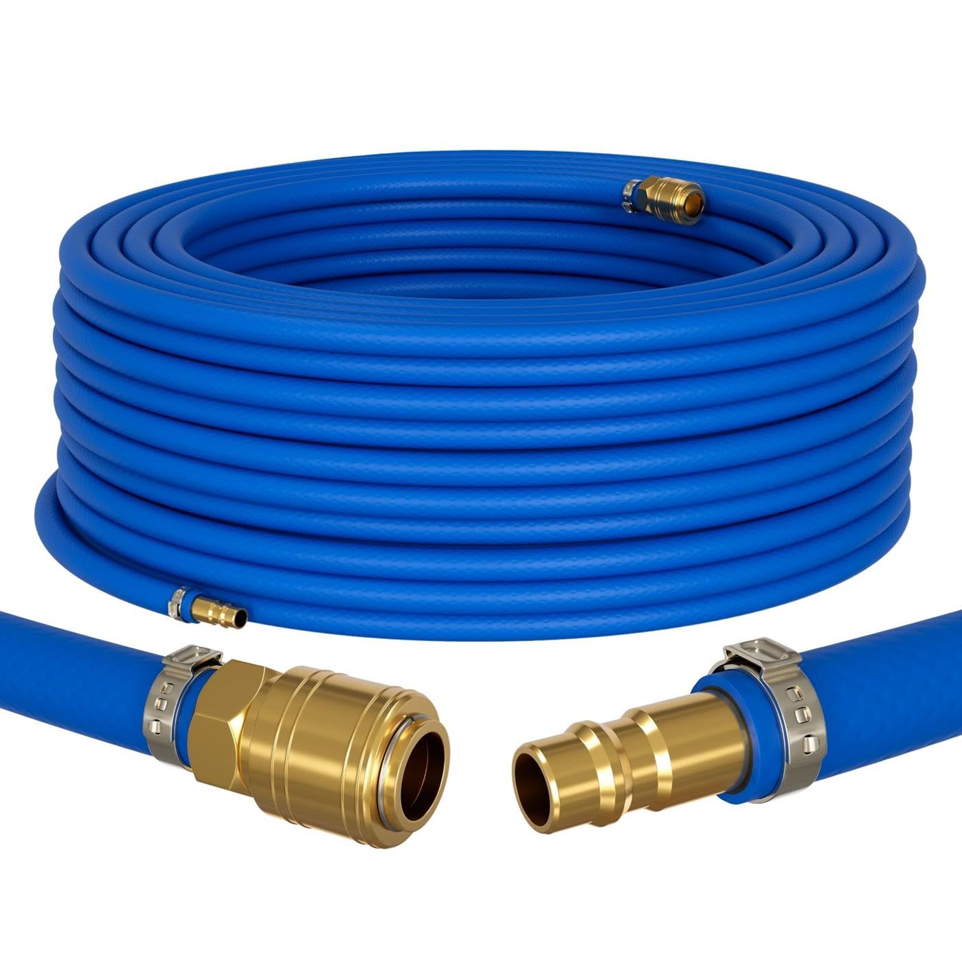 Lumonic 30m Tubo flessibile per aria compressa con raccordo a sgancio rapido I 13mm I pronto per l'uso I Flessibile, resistente all'abrasione e rinforzato in tessuto I PVC Estensione dell'aria compres