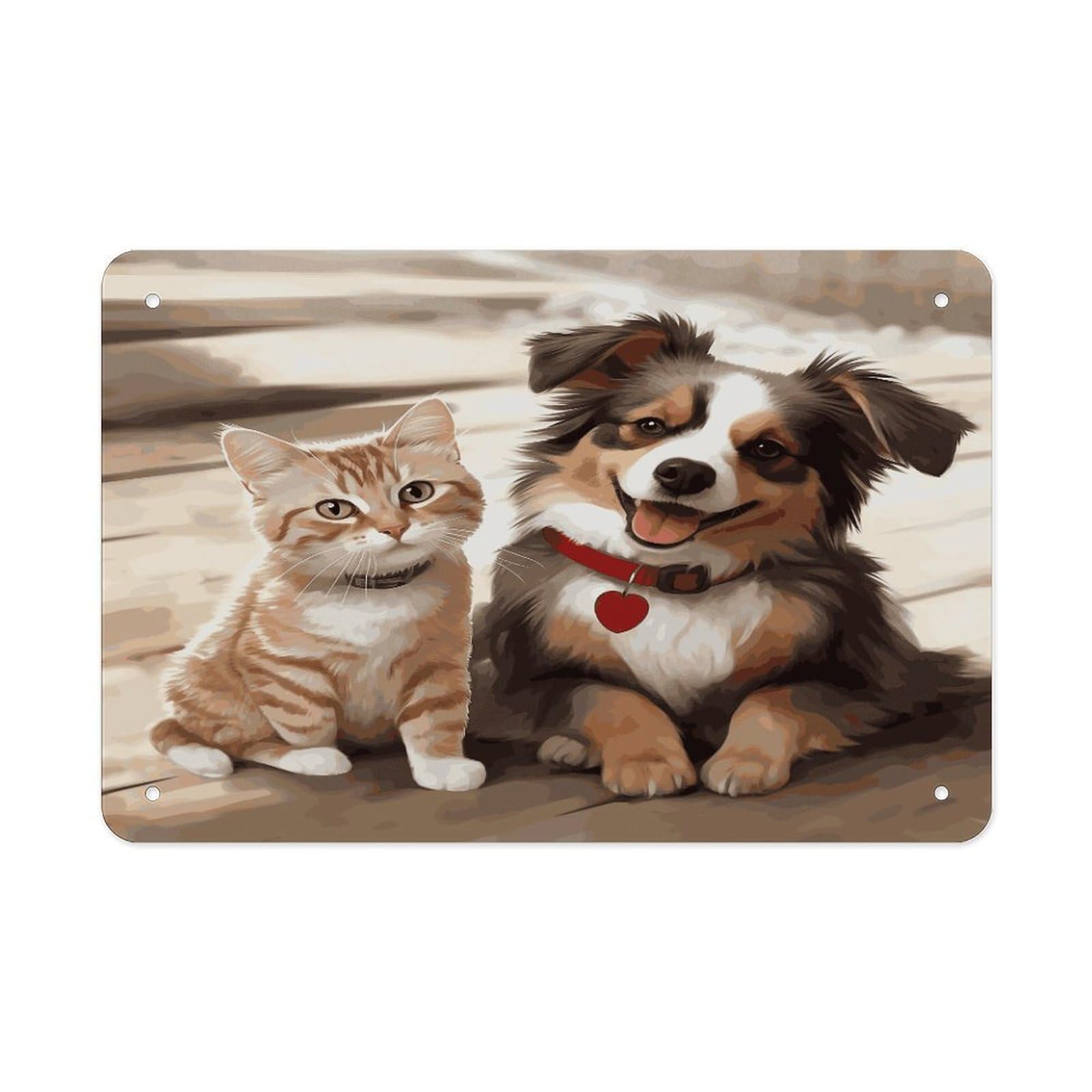 Fekiloot Style Funny Cat Dog Metal Signs Wall Art Tin Sign