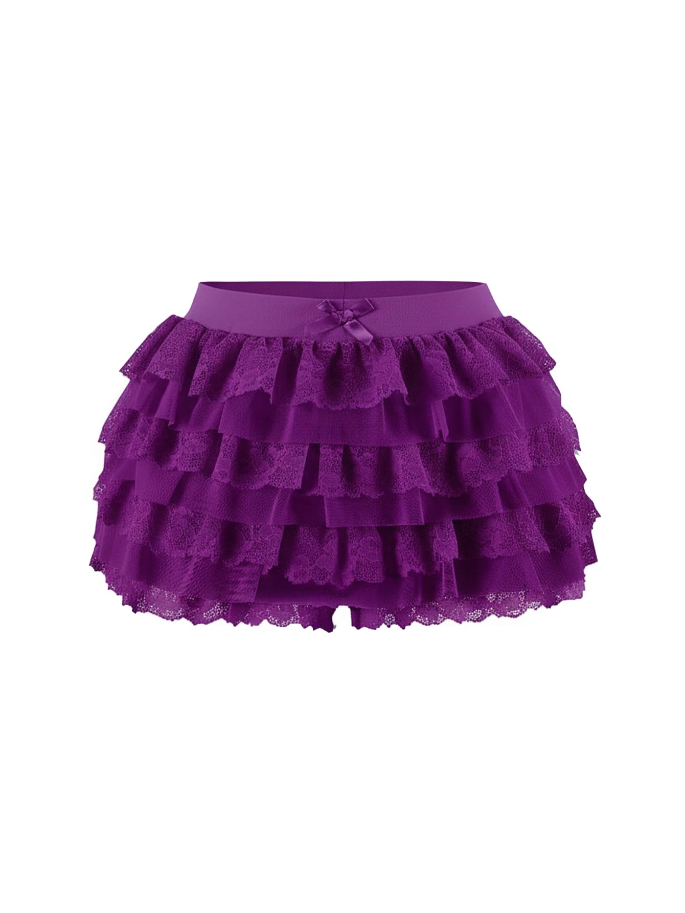 Women Y2K Lace Multi-Layered Bloomers, Lolita Ruffle Shorts, Sexy Short Pumpkin Pants, Elastic Waist Sweet Pettipants