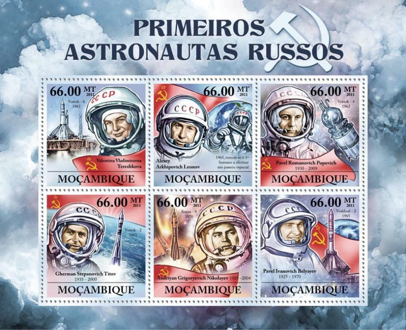 Mozambique 2011 First Russian Astronauts Valentina Vladimirovna Alexey Teresshkova Pavel Ivanovich Belyayev Stamp M/S MNH
