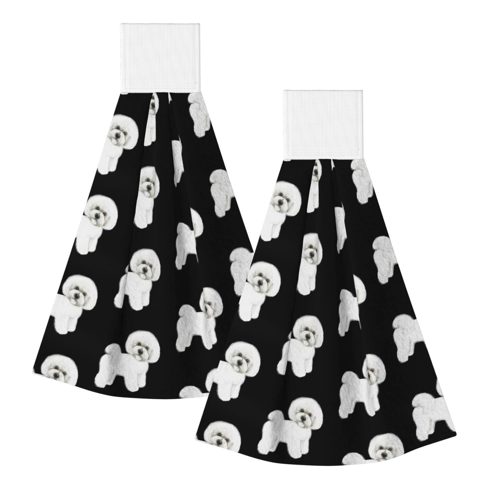 DOPKLNA Toy Poodle, 2 Pcs Hanging Coral Fiber Hand Towels for Bathroom, Absorbent Kitchen Towels