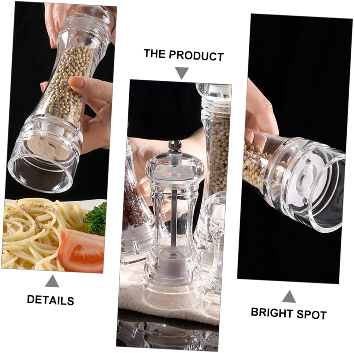 Acrylic Spice Grinding Bottle Grinder Pepper Shaker Adjustable Coarseness Mill