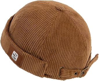 Men Hats Docker Cap Hats Beanie Sailor Cap Worker Hat Rolled Cuff Retro Brimless Hat with Adjustable