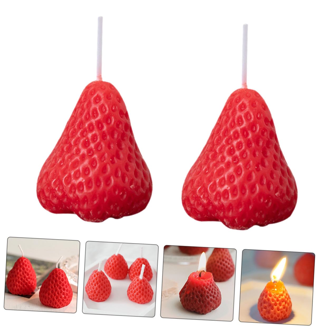 SUPVOX Set da 9 Candele Profumate alla Fragola, Candele Decorative a Forma di Fragola per Aromaterapia, Decorazioni per Casa e Scenografie di Festa, Regalo Natalizio e Matrimonio