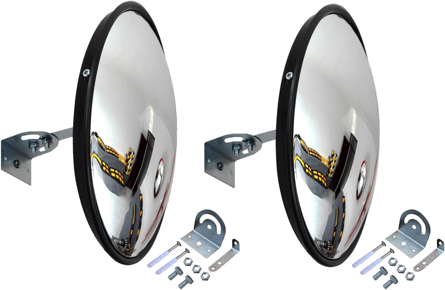 12" Convex Security Mirror, 2 Pack for Garage, Office, Warehouse Blind Spot Safety & Traffic Security, Indoor/Outdoor