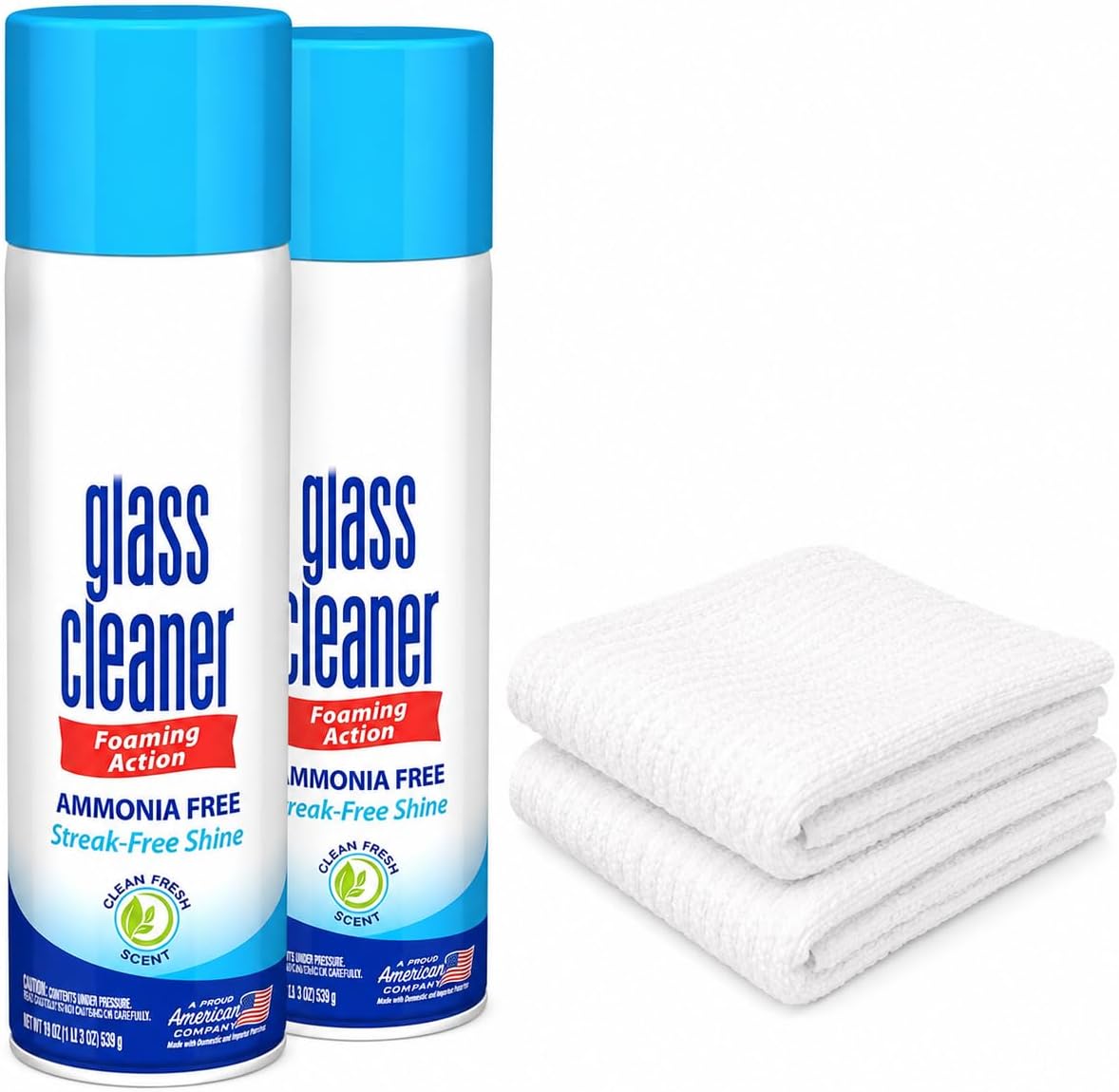 Glass Cleaner Foam, Foaming Action & Spray, Pack of 2, Total 38oz