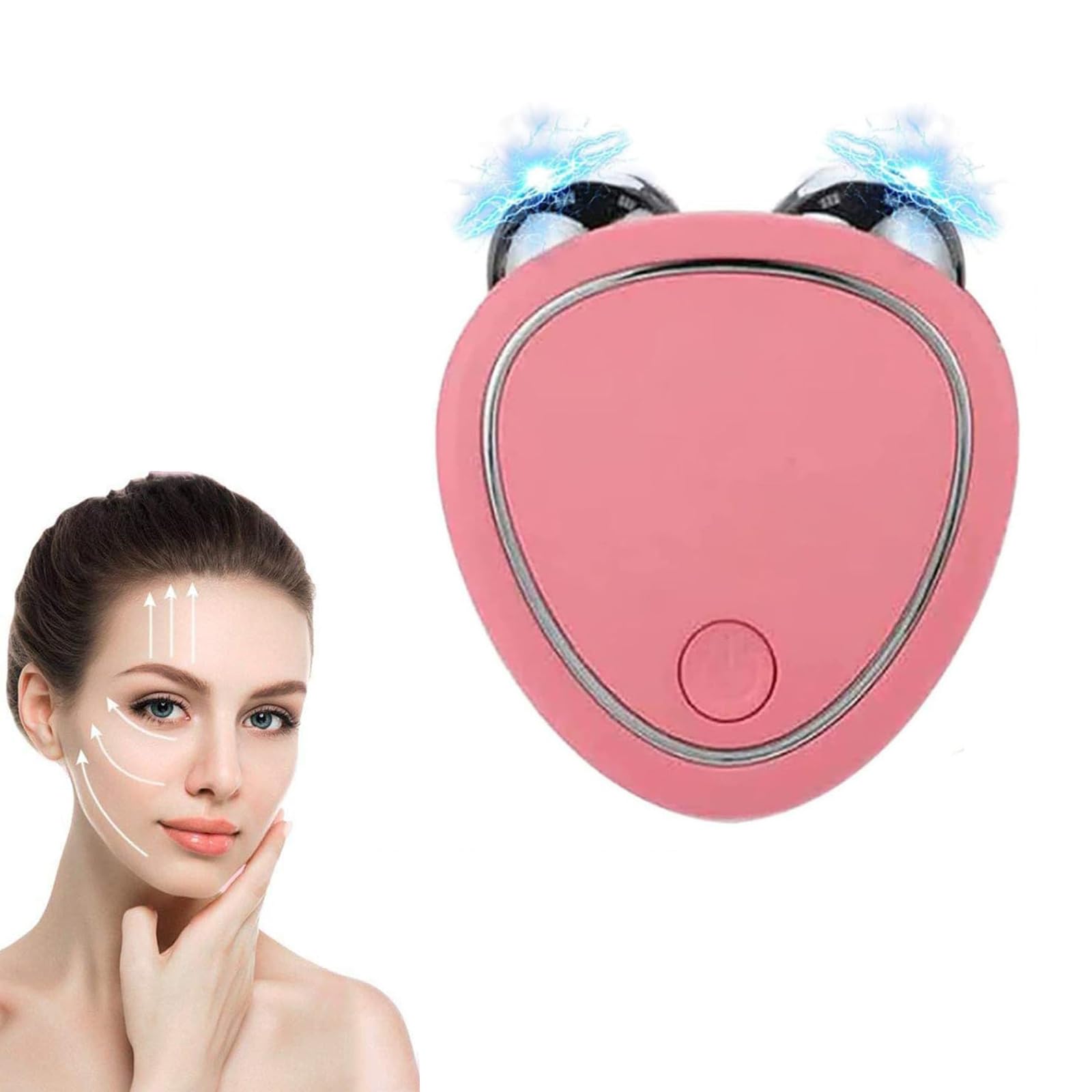Skindion - Rodillo facial con microcorriente, levanta la cara y aprieta la piel,USB Mini Microcorrientes facial,estiramiento facial de la piel, rejuvenecimiento de la piel, spa (Pink)