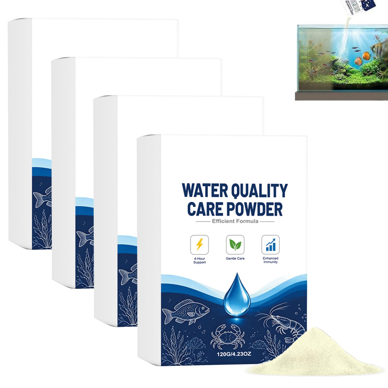 5Boxes Aqua Guardian Pro Formula 120g, Aquatic Care Powder for Pond & Aquarium, Easy-Mix Pond Aquarium Water Care Support, Aqua Guardian Pond Cleaner for Fish, Shrimp & Crab, Easy to Maintain (4Boxes)