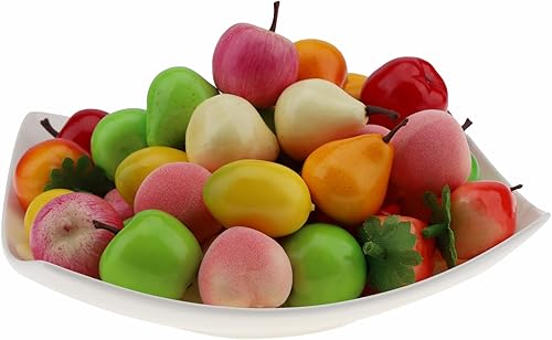 Miniatura 2 de Gresorth Mini fruta falsa manzana pera, tomate, melocotón, limón, fresa, juguete de cocina artificial, decoración de fiesta en el hogar