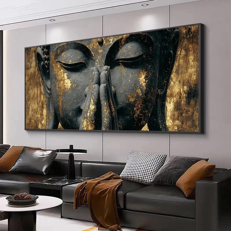 Lienzos de Buda Dorado: Decoración Zen Budista para Pared (30x60cm) 3