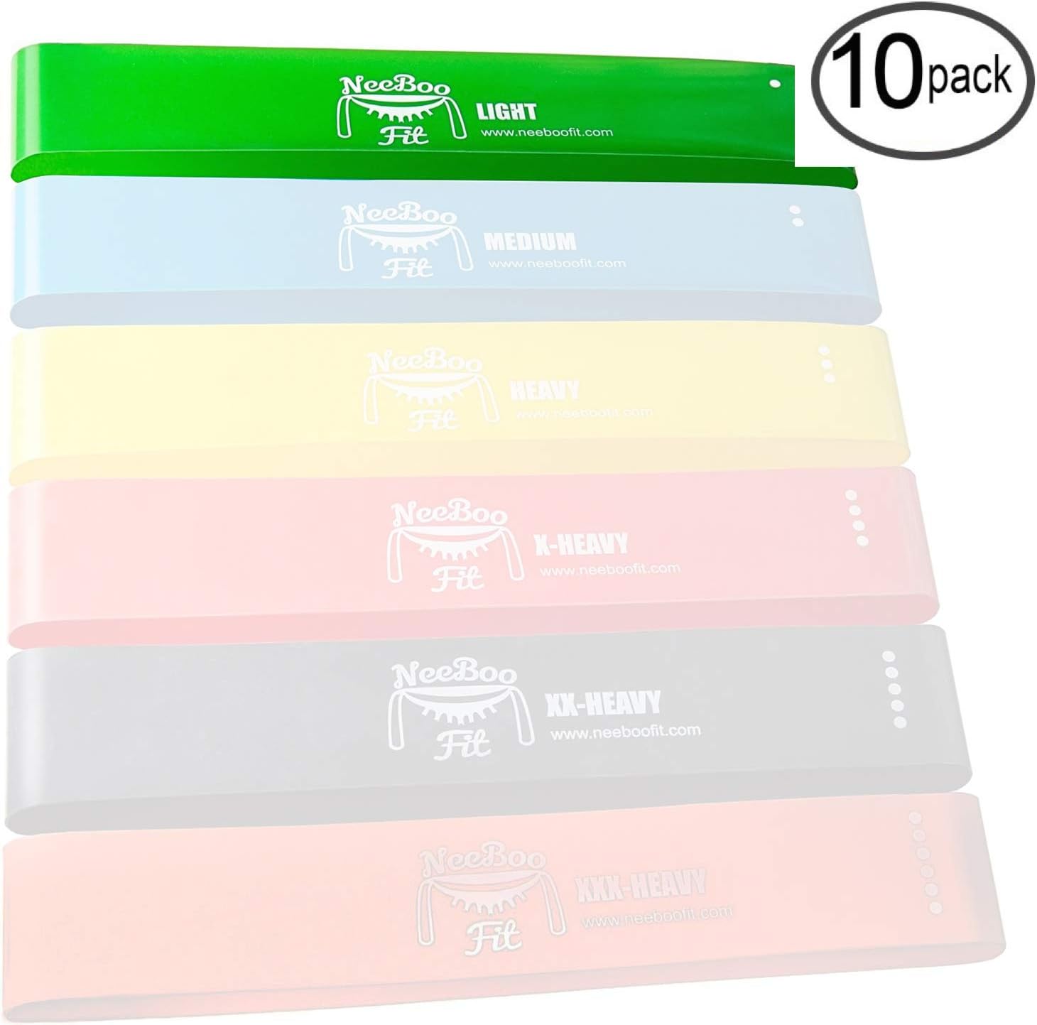 NeeBooFit Resistance Loop Band Set - Best Fitness Exercise Bands for Working Out or Physical Therapy - 12x2 Inches