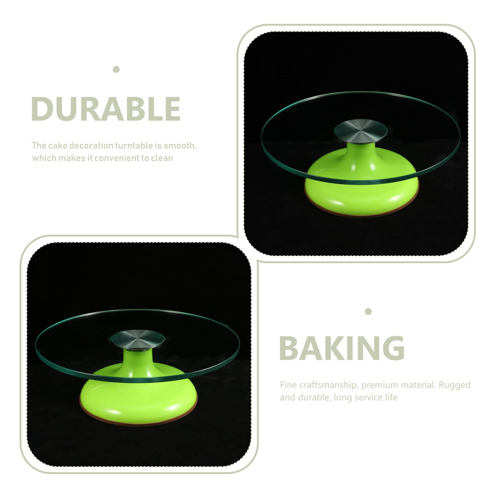 Plateau Tournant de Décoration de Gâteaux 12 Pouces en Verre | Base en Silicone, Structure Ferme, Nettoyage Facile, Pâtisserie