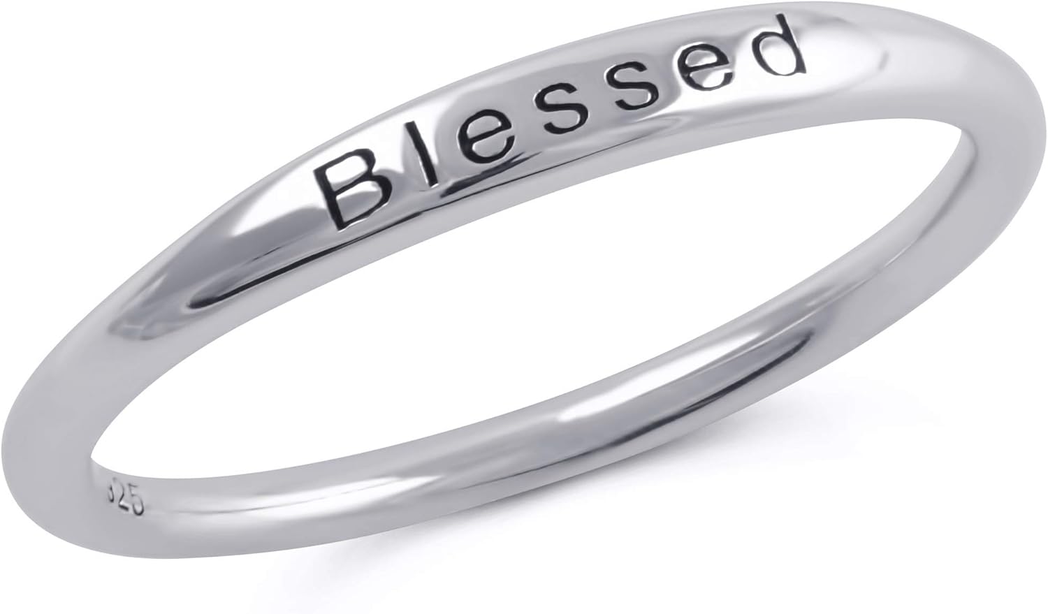 SILVERCLOSEOUT Sterling Silver Thin Stackable Blessed Ring (Size 4-11)