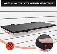 Vista 3 de Estantería de madera con listones de pared con soportes de metal, accesorios organizadores de estanterías resistentes para el garaje del hogar