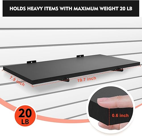 Miniatura 9 de Paquete de 6 estantes de madera con listones de pared de 15.7 x 6 pulgadas, estantes de pared con soportes de metal, accesorios organizadores