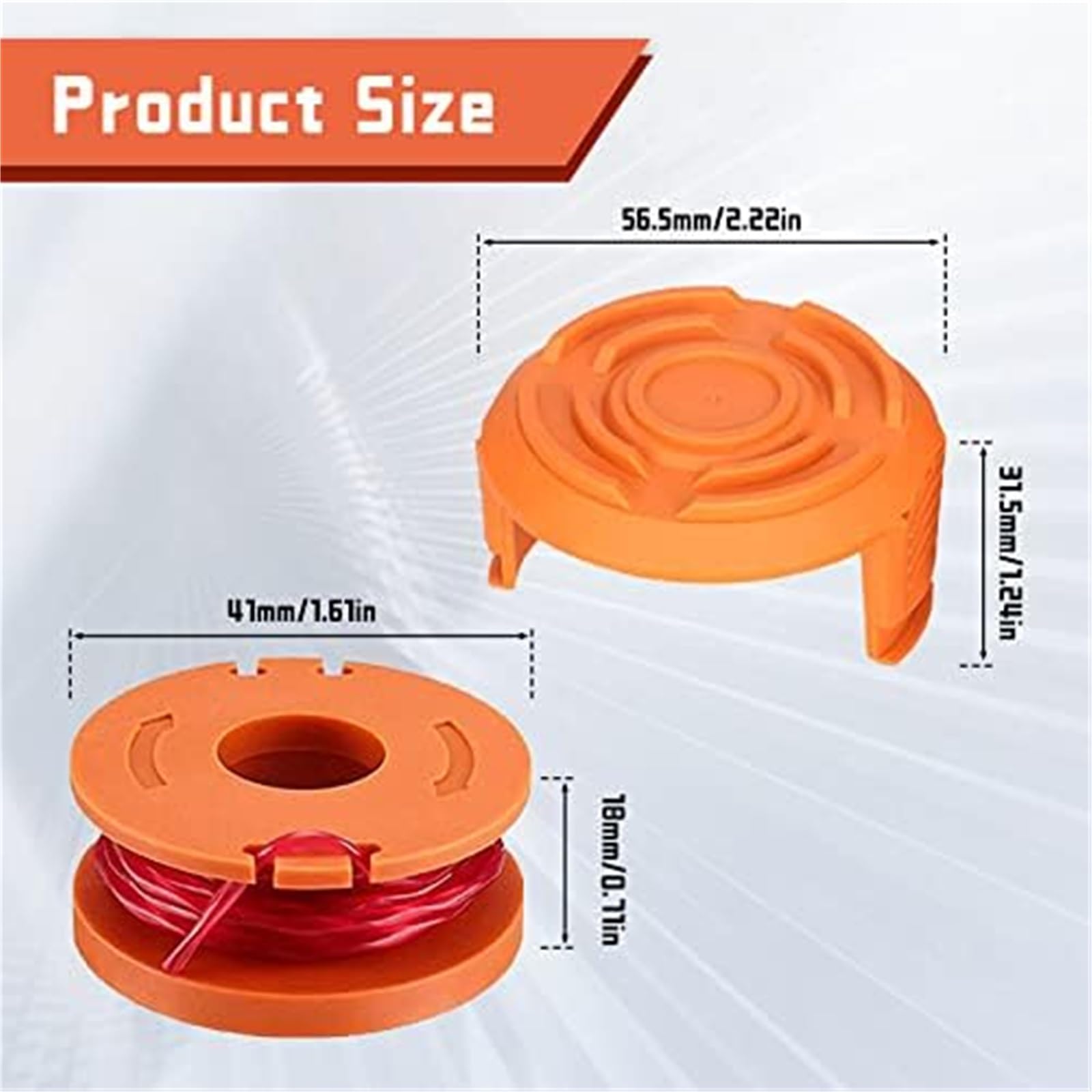 Bobina automática para cortadora de césped para Cdiytool 6 uds reemplazo de Carrete de cortacésped, Worx WG163E/WG154E/WG157E/WG151/WG155/WG160/WG175/WA0010 Ø1.65Mm(Black 20 Spools 2)