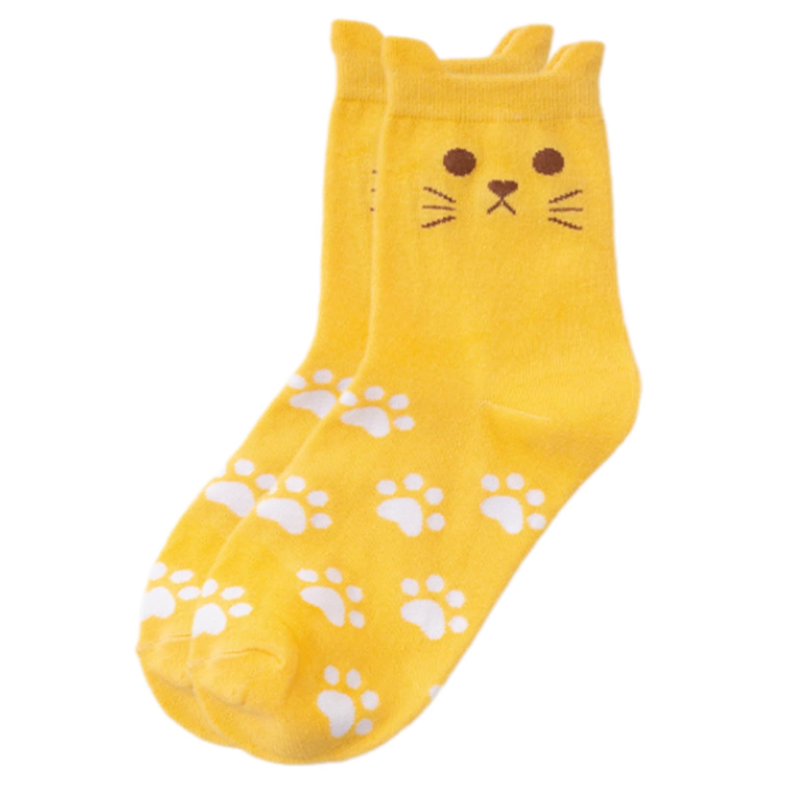 Fun And Stylish Cats Themed Socks For Women Kitten Ear Cats Paws Print Cotton Middle Calf Socks Hosiery For Animal Lover Novelty Women