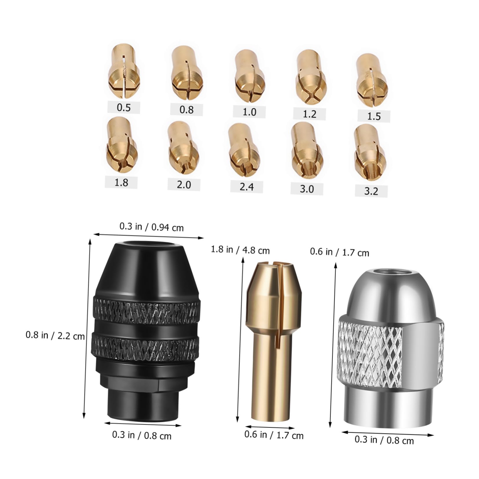 HOLIDYOYO 15pc Drill Chuck Collet Set Copper Sandwich Tool Electric Drill Bit Collet Wide Compatibility Design