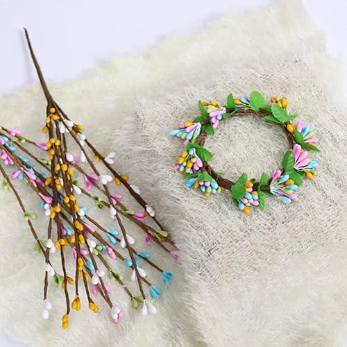 Miniatura 6 de Abaodam 5 piezas de mini corona de Pascua anillo de vela de bayas artificiales soporte de vela para primavera Pascua hogar mesa centro de mesa