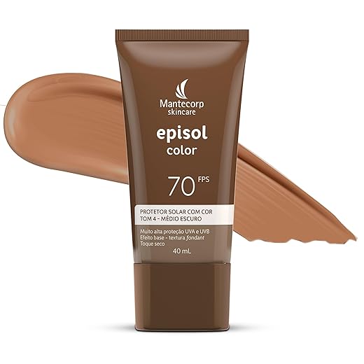 Protetor Solar Episol Color Fps 70 - Base Líquida 40ml - Cobertura Alta e Efeito Matte - Mantecorp