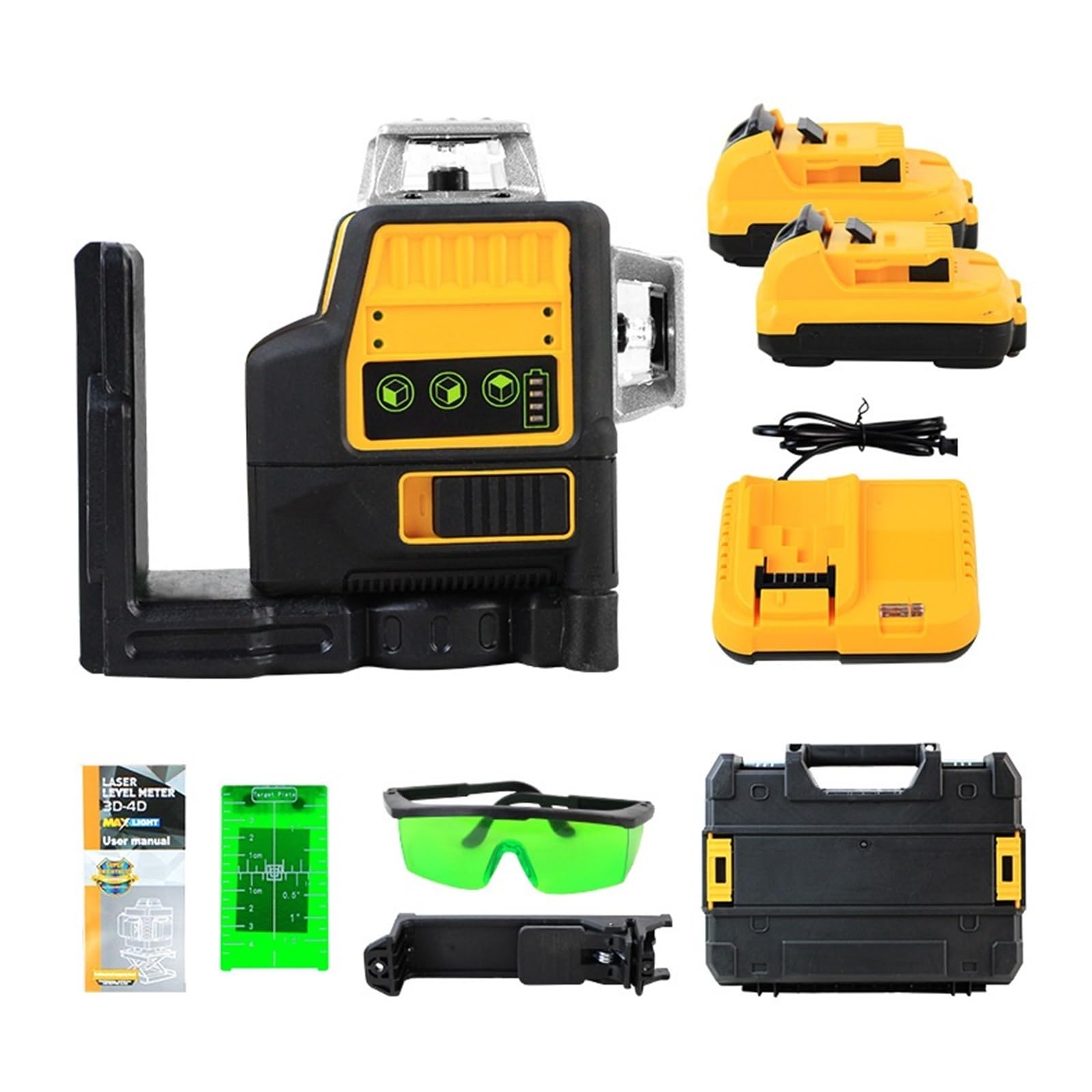 Nivel Láser Autonivelante 12 Líneas 3 X 360 Grados Haz Verde 12V Para camión y barco(1Charger-2Battery)