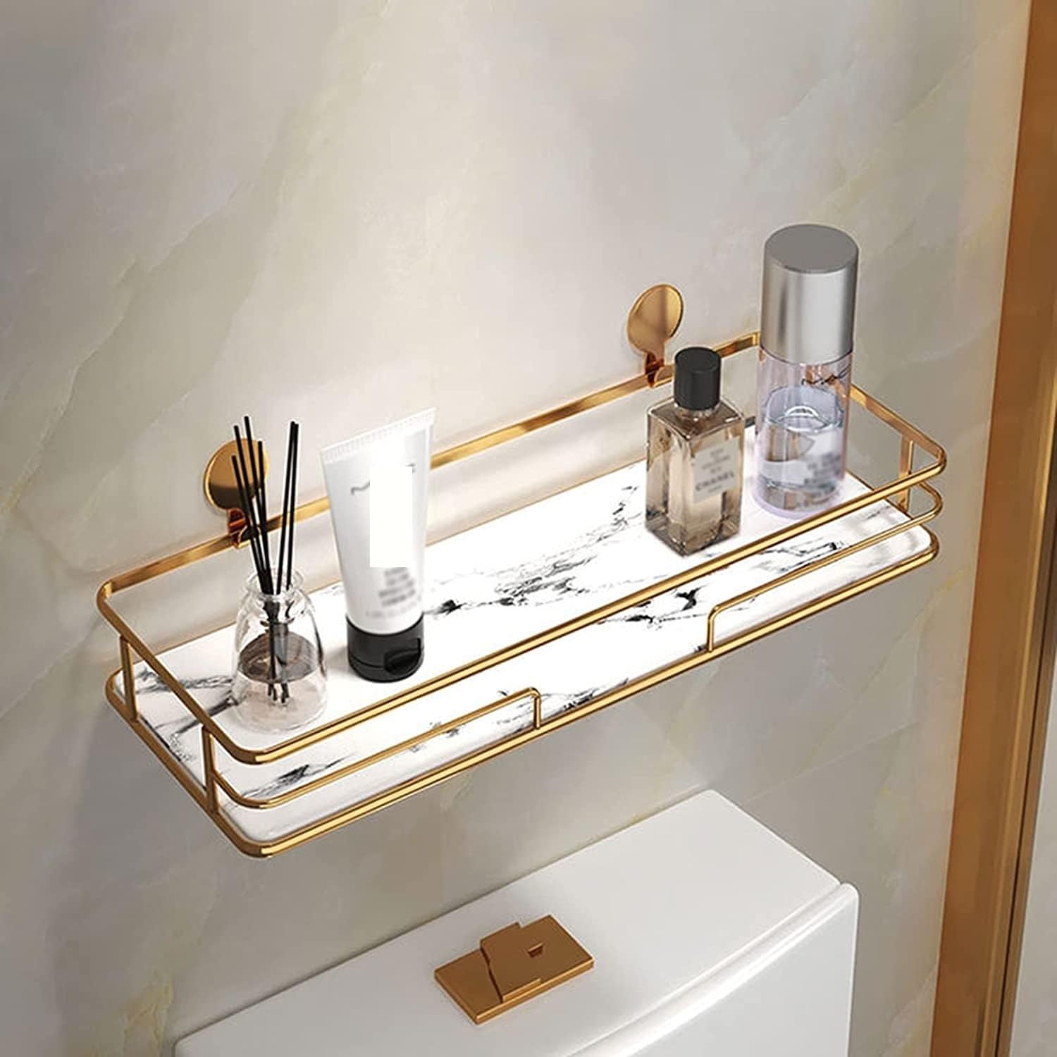Mensola Doccia Portaoggetti Mensola Portaoggetti da Doccia in Acciaio Inossidabile Senza Foratura Organizzatore per Mensole da Bagno per WC da Bagno Mensole Bagno Resistente(B,1pcs)