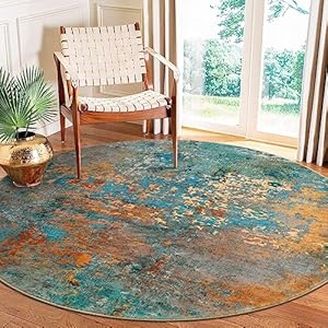 Lahome Modern Abstract Round Rug - 6Ft Colorful Living Room Rug Soft Dining Room Circle Rugs Non Slip Bedroom Mat, Contemporary Indoor Floor Nursery Carpet for Kitchen Coffee Table Hardwood