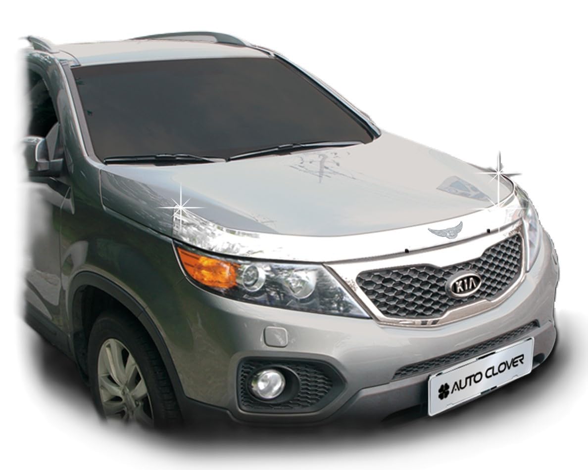 AUTO CLOVER Chrome Bonnet Guard Protector Set for Kia Sorento 2010-2014 (3 pieces)