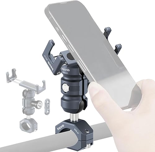 Miniatura 10 de Kit de montaje para teléfono de motocicleta, brazo de doble enchufe antirrobo, clip de teléfono giratorio de 360° y abrazadera de aluminio para