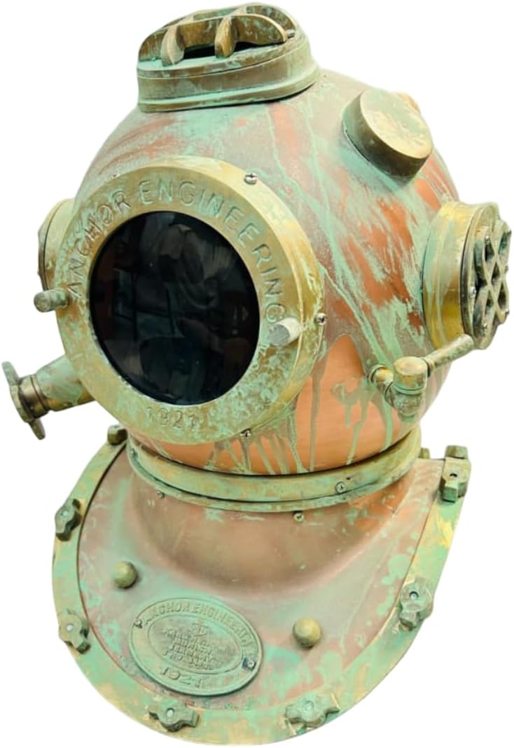 Mark V US Navy Antique Style Deep Sea Diving Helmet Reproduction | Nautical Decor Gift Item | 1921 Anchor Design