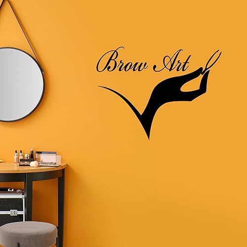 Vinilo Adhesivo de Pared Cejas Arte de Cejas Salón de Belleza Pinzas Pegatinas Decoración Grande (2119ig) Negro