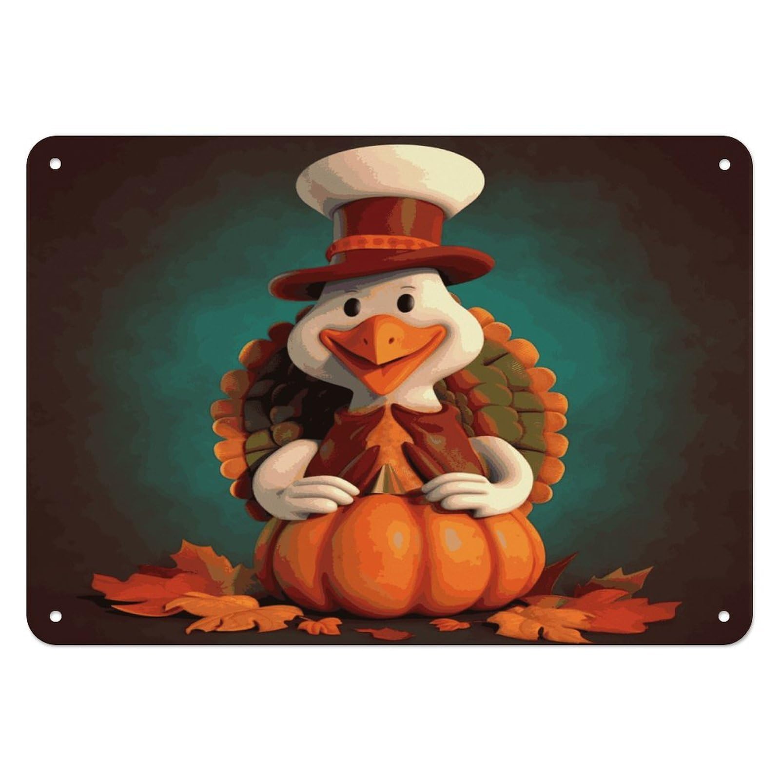 Btcowzrv Style Happy Thanksgiving Turkey Metal Sign, 5.5" X 7.9" Tin Wall Decor, Wall Art Plaques For Home Wedding Decor Room Living Room Decoration