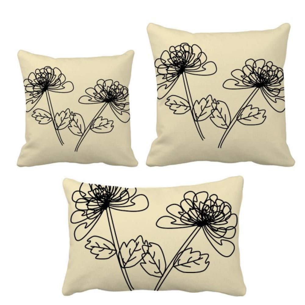 Coussin chrysanthème dessin au trait avec insert pour décoration de canapé salon