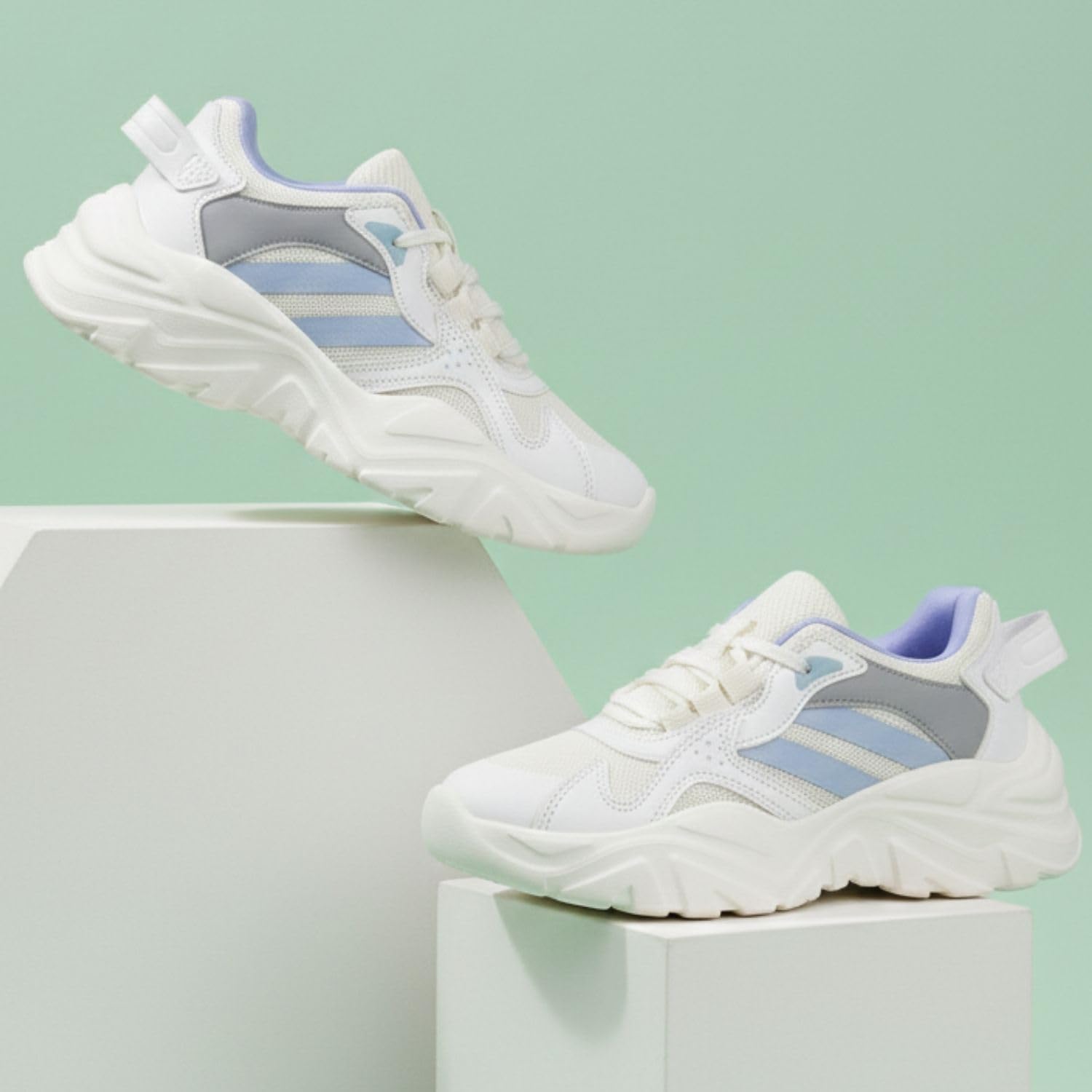 TRASE Sports Shoes for Woman | Stylish Lightweight Comfortable Women Shoes for Running and Walking (White-Lavender, 6 UK) 2