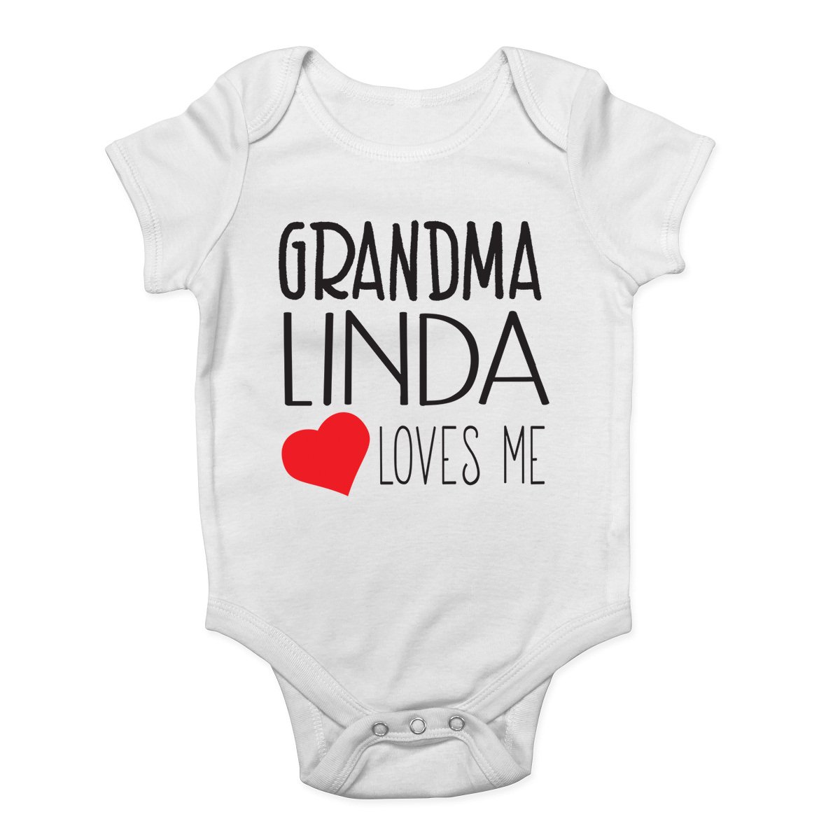 Personalised Grandma with Any Name Loves Me Cute Boys and Girls Baby Vest Bodysuit White