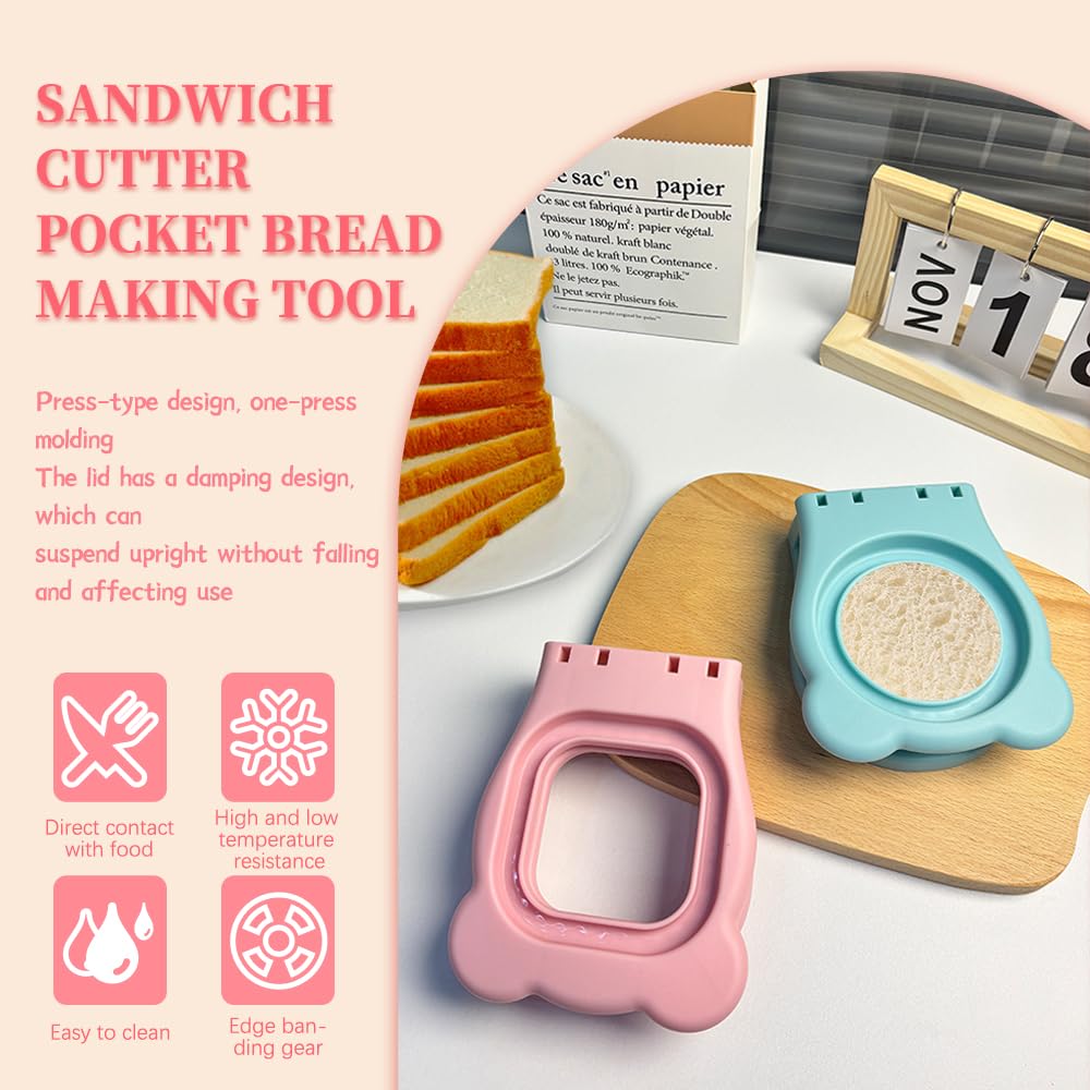 Juego de cortador y sellador de sándwiches, sandwichera cuadrada y redonda con borde de sello para sándwich casero, aperitivos, lonchera Bento Box 6