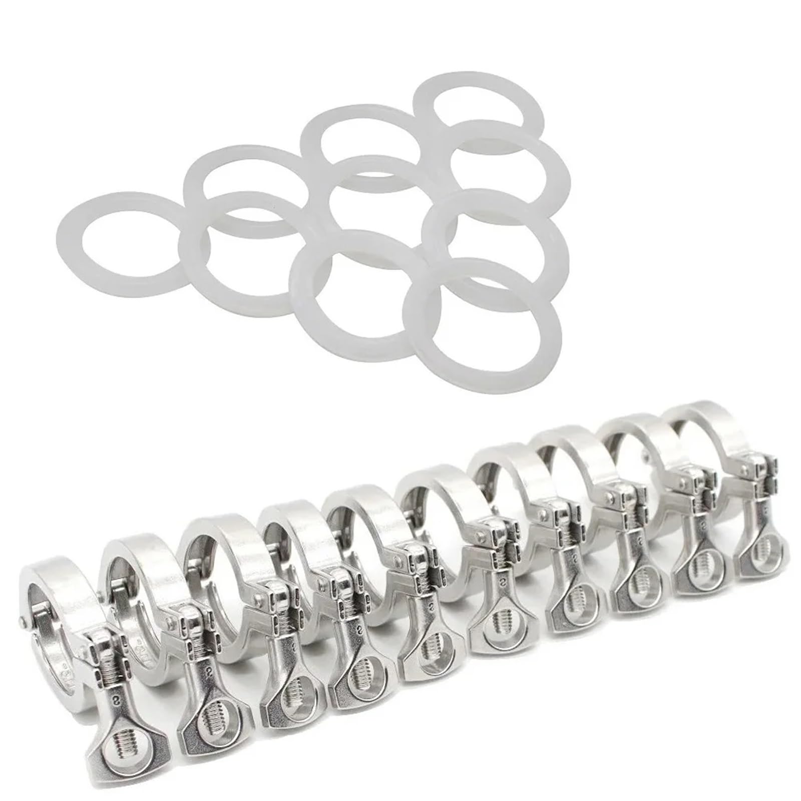 Tri Clamp Clover 0.5" 1.5" 2" 3" 4" 50.5mm25.4mm34mm64mm91mm119mm 304 Stainless Steel for Ferrule Homebrew Pipe Fittings(10 pcs,3INCH X K91_SS304)