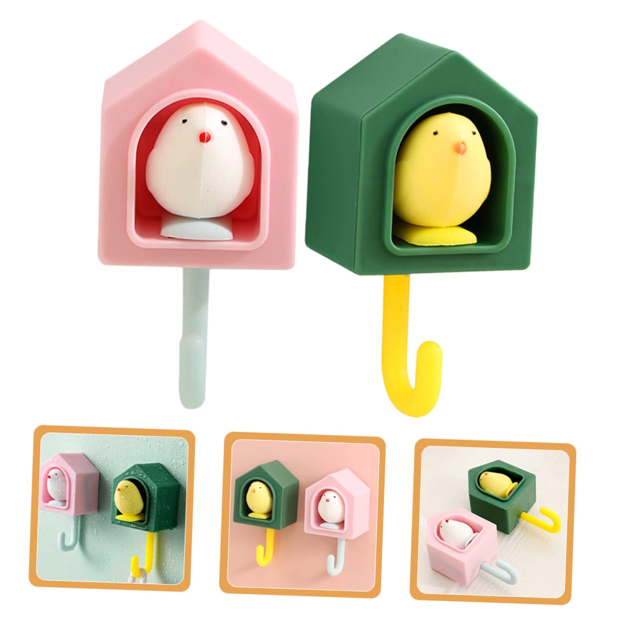 VASDEV 10 Ganchos Adhesivos creativos para pájaros, Ganchos para Colgar en la Pared, Objetos Colgantes sin Rastro Abs (Color Surtido x 2 Piezas 9,3 x 4,7 x 3,5 cm x 2 Piezas)