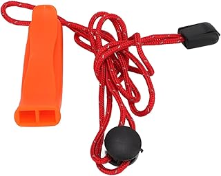 AMONIDA Survival Whistle, Red Waterproof Emergency Whistle Double Tube Whistle for Camping, Hiking, Hunting, Fishing, Swimming, Boating, Marine Sports Events