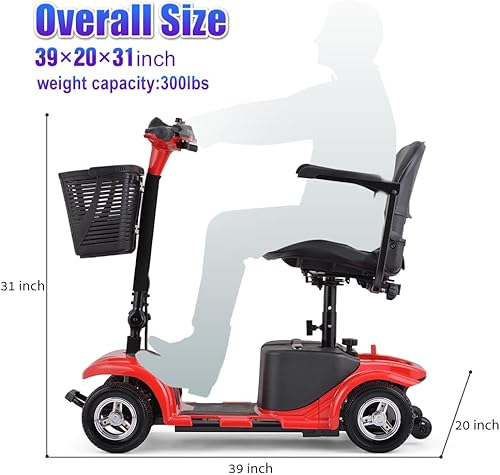 Miniatura 2 de Skmc - Scooter de movilidad para adultos, personas mayores, 4 ruedas, dispositivo cargable eléctrico para viajes, ligero y portátil, con faros LED y